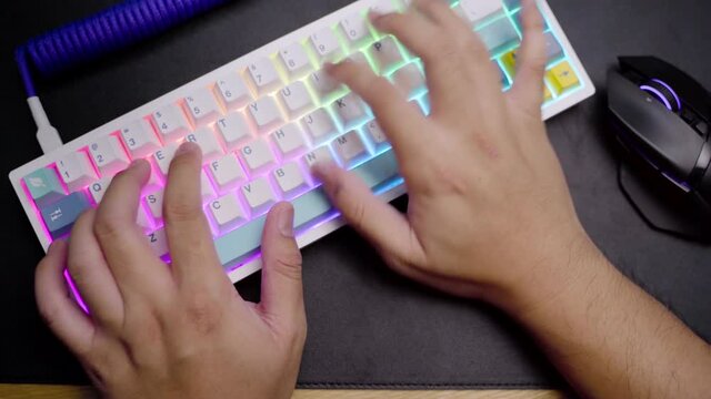 Footage of a person testing the linear switch for custom build mechanical DIY keyboard.