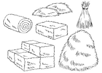 Haystack set graphic black white isolated sketch illustration vector  © aluna1