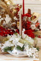 Christmas or New Year home decor with candles