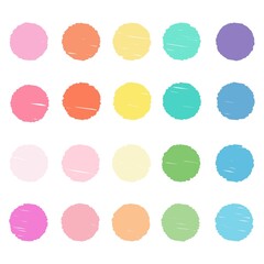 Color pastel palette circles Icon design, Colorful chalk. Draw a picture on a white background.