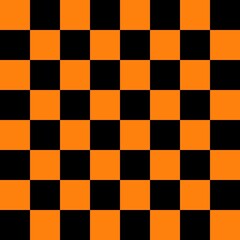 Orange and Black checkerboard pattern background. Check pattern designs for decorating wallpaper. Vector background. Halloween pattern.