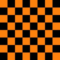 Orange and Black checkerboard pattern background. Check pattern designs for decorating wallpaper. Vector background. Halloween pattern.