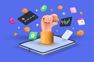 Modern 3d illustration of Crypto trading concept - 462187343