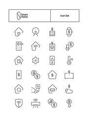 Smart system icon. Wifi distance connection security home protection online control electricity safety system garish vector icons collection