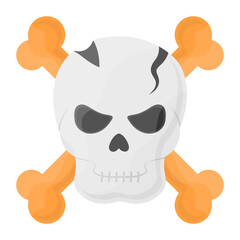 Human Skull with cross bone Concept, Death fear Vector Icon Design, Halloween costume Symbol, Holiday Celebrations Sign, Saints Eve festivals Stock illustration