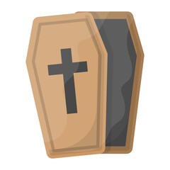 Obraz premium Coffin Box with cross Sign Concept, Scary Cemetery Box Vector Icon Design, Halloween costume Symbol, Holiday Celebrations Sign, Saints Eve festivals Stock illustration