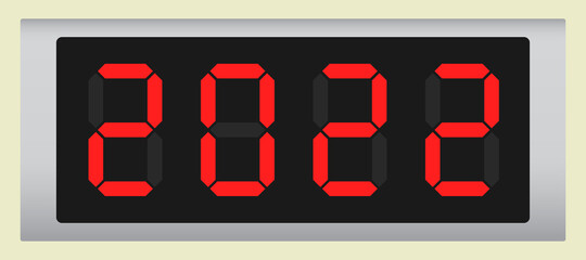 Electronic scoreboard with the number 2022. Vector illustration.