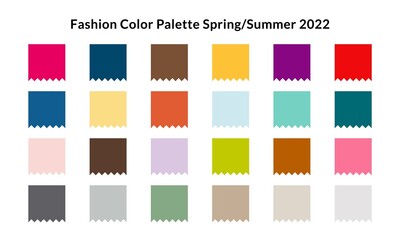 Fashion color palette 2022. Spring summer colour forecast swatch, trendy colors, vector design illustration