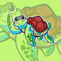 Cute sea turtle character design