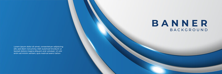 Modern abstract gradient dark navy blue banner and white background