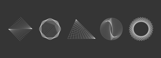 Set of abstract line modern geometric shapes © tomozina1