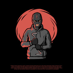 Criminal with mask illustration