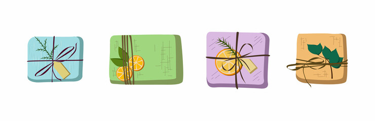 A set of gifts. Raster illustration