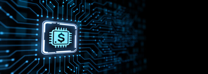 Fintech Financial technology digital money e-payment internet banking concept.