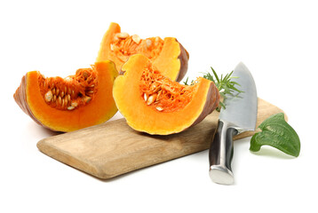 pumpkin slices isolated on the white background .