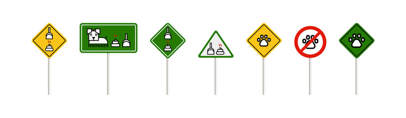 Pets signs set. Please clean up after your pet