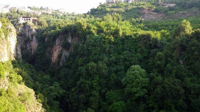 Steep Gorges With Lush Vegetations Near Zahlan Grotto In Syr El Danniyeh, Lebanon.