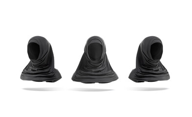 Blank black female al-amira mockup, front and side view