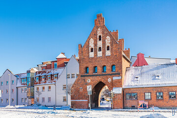 Winter in Old Town of Wismar, Germany - obrazy, fototapety, plakaty
