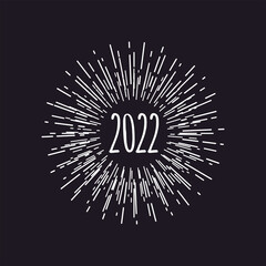 Obraz premium Bright circle hipster black and white frame, tag new 2022. Template for new year in retro style