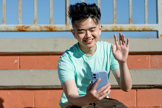 Teen boy live streaming, online content creator
