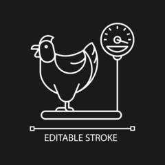 Jersey giant hen linear icon for dark theme. Biggest american chicken breed. Poultry raising. Thin line customizable illustration. Isolated vector contour symbol for night mode. Editable stroke
