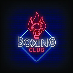 Boxing Club Neon Signs Style Text Vector