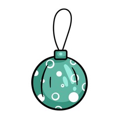 Christmas ball. Vector editable illustration isolated on  white background, cartoon style.
