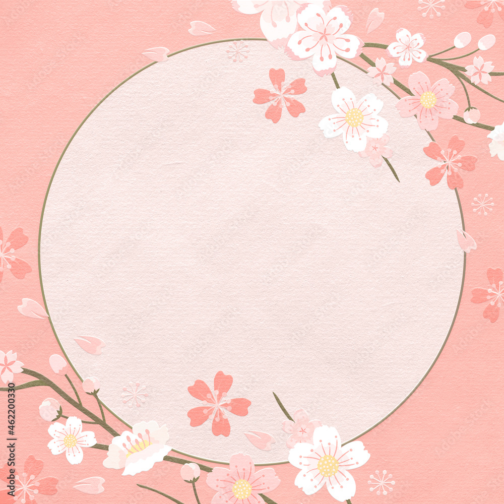 Wall mural Japanese cherry blossom frame with design space