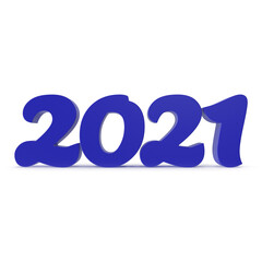 2021 Letter blue Isolated on white 3D Illustration