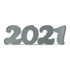 2021 Letter glass Isolated on white 3D Illustration
