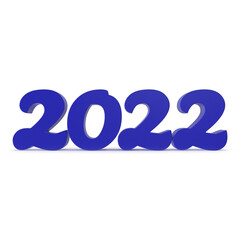 2022 Letter blue Isolated on white 3D Illustration