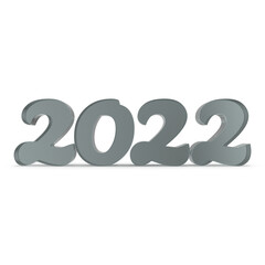 2022 Letter glass Isolated on white 3D Illustration
