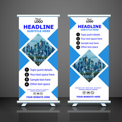 Roll Up, Vertical Banner Design Signboard Advertising Brochure Flyer Template Vector X-banner and Street Business Flag of Convenience, Layout Background