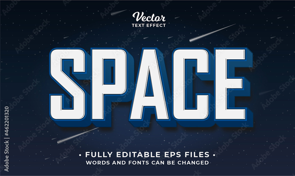 Wall mural bold space text effect editable eps cc. words and fonts can be changed