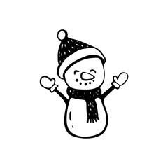 Cartoon snowman icon. Vector concept illustration for design.
