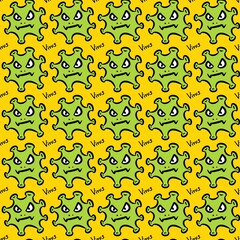 seamless pattern of cute virus cartoon