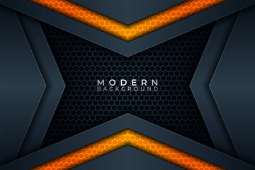 Modern Background Futuristic Technology Overlapped Hexagon Glow Orange