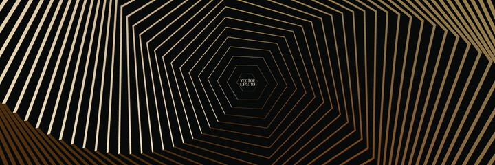 Abstract Black and White Pattern with Stairs. Spiral Hexagonal Tunnel. Geometric Psychedelic Background. Vector. 3D Illustration