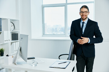 office worker with glasses self-confidence work boss