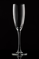 tall champagne glass with highlights on dark background