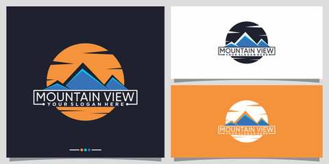 Mountain view logo design template with creative concept Premium Vector