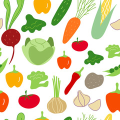 Vegetables seamless patter for textile, fabric, wrapping paper