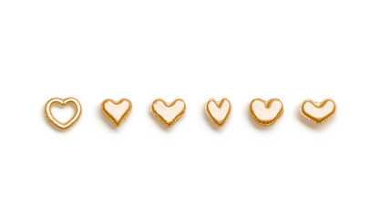 Inflated gold balloon font with heart symbol set, top view