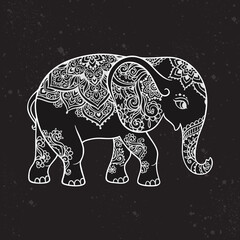 Elephant ornate art. Vector illustration animal.
