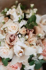 elegant wedding bouquet of fresh natural flowers
