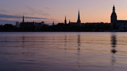 Autumn sunrise over old Riga