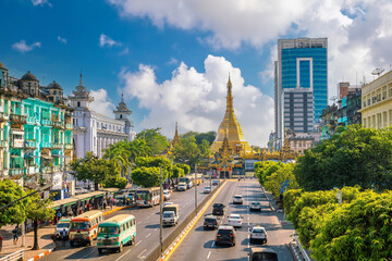 Sule pagoda in downtown Yangon, Myanmar