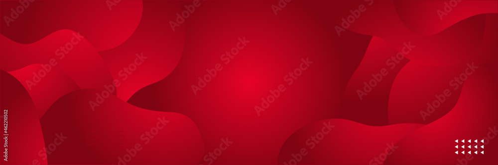Poster Abstract red banner background with 3d overlap layer and wave shapes