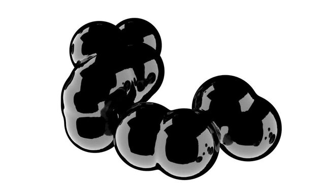 Organic metaballs black futuristic background Fluid art blob buddle 4k